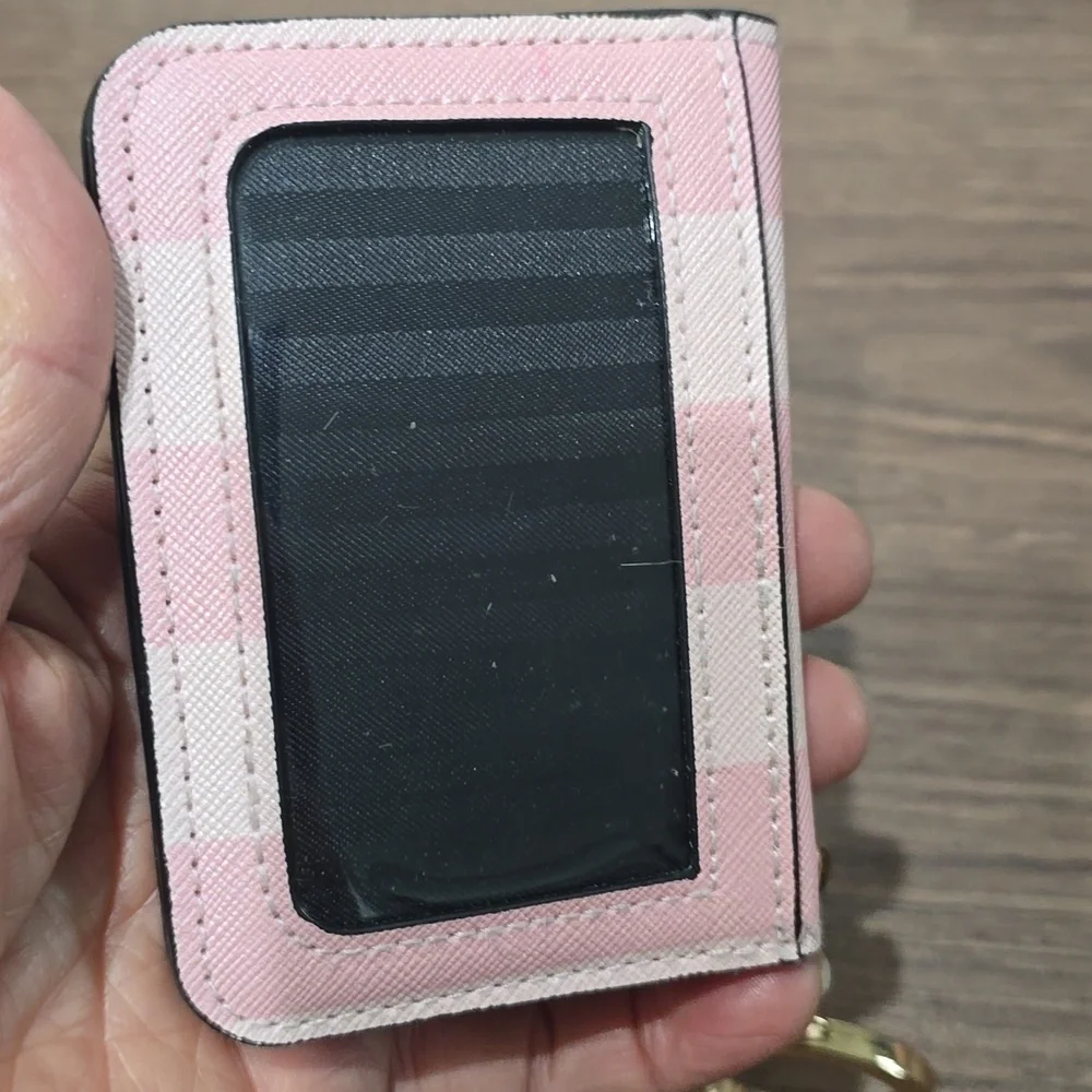 Victoria's Secret Pink Stripe Small Wallet 4 ID & Credit Cards Cash Mini - Picture 3 of 7